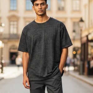ASOS longline distressed stripe tee shirt
